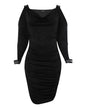 Plus Size Rhinestone Cold Shoulder Party Dress