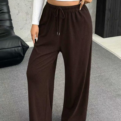 New Women's Drawstring-waist Straight-leg Casual Loose Pants