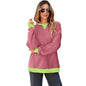Color Contrast Patchwork Round Neck Pullover Long Sleeve Sweater Women