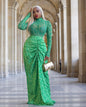 Women's Pleating Slim Fit Long Dress Two-piece Suit