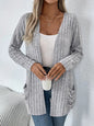 Solid Color Pocket Long Sleeve Bottoming Cardigan Knitwear