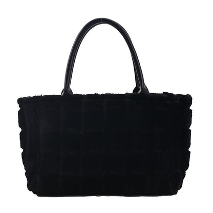 Sweet Small Square Bag Plush Plaid Portable Women