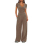 2 Pieces Women's V Neck Short-sleeve Sportswear Top And Wide-leg Pants Set Casual Comfortable Outfit Set For Daily Wear Gym Sports Outfit