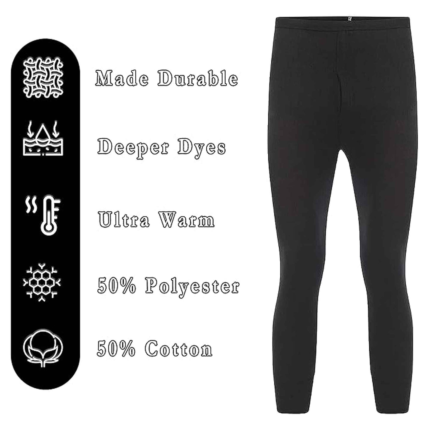 2 Pack Boys Thermal Trousers Long Johns Black Baselayer for Schoolwear Camping Skiing High-Quality Moisture-Wicking Comfortable Fit Elastic Waistband Durable Winter Wear Ages 3-15 by Heatwave Thermalwear