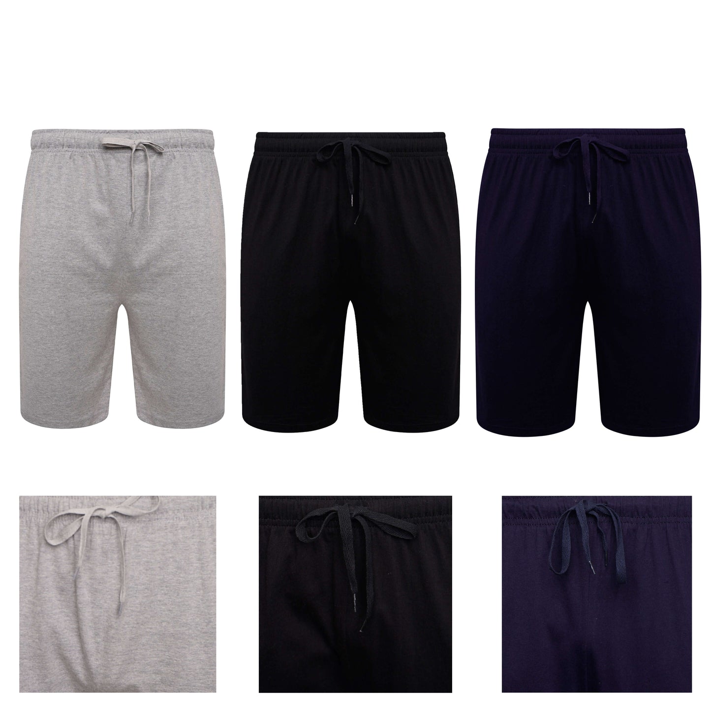 2 Pack Men's Cotton Lounge Shorts Stretchable Available in Black Navy Grey Durable and Cozy Loungewear Medium to 5X-Large by Sock Stack