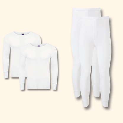 2 Pack Men's Thermal Underwear Set Long Sleeve Tops and Long John Bottoms Warm Baselayer Insulated Brushed Yarn for Running Hiking and Workwear Insulating Yarn Small to XXL White Black Grey Navy by Heatwave Thermalwear