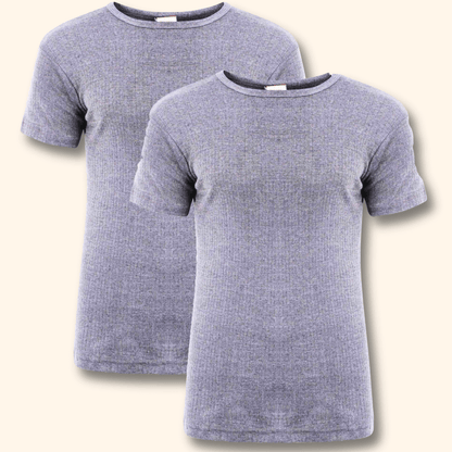 2 Pack Men's Thermal Underwear T Shirt Tops Warm Durable Baselayer Insulated Brushed Yarn for Running Hiking Outdoor Sports Workwear Small to XXL White Black Grey Navy by Heatwave Thermalwear