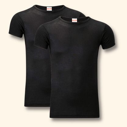 2 Pack Men's Thermal Underwear T Shirt Tops Warm Durable Baselayer Insulated Brushed Yarn for Running Hiking Outdoor Sports Workwear Small to XXL White Black Grey Navy by Heatwave Thermalwear