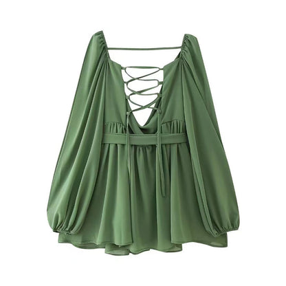 V-Neck Open-Shoulder Dress