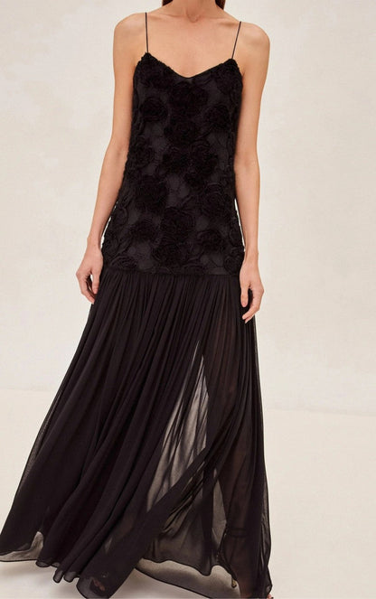 Three-dimensional Flower Chiffon Dress