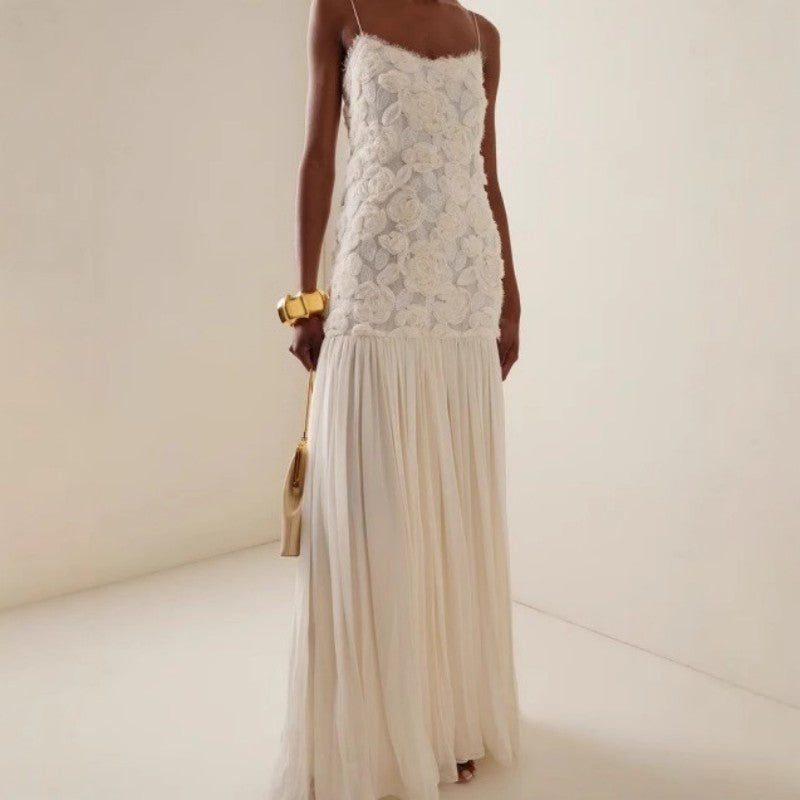 Three-dimensional Flower Chiffon Dress