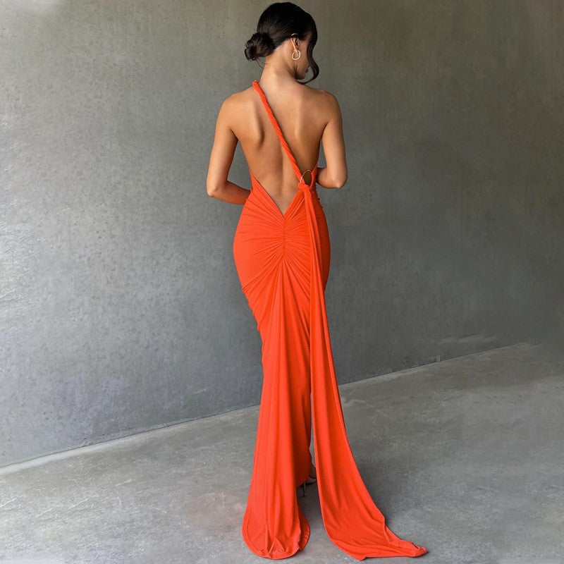 Backless Neck Hip Skirt
