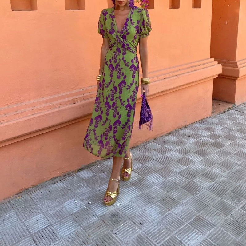 V-Neck Short Sleeve Dress