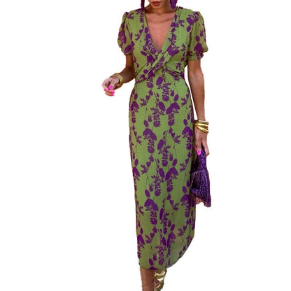 V-Neck Short Sleeve Dress