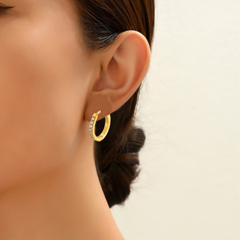 Titanium Steel Diamond Earrings