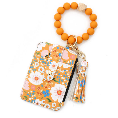 Printed Leather Wallet Keychain