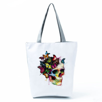 Portable Large Capacity Skull Printed Handbag