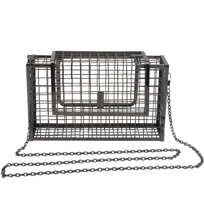 Metal hollow shoulder bag European and American fashion clutch iron mesh chain messenger dinner bag