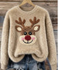 3D Digital Printed Flannel Christmas Women's Crew-Neck Sweater