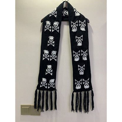 Thickened Thermal Knitted Scarf With Skull Design
