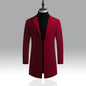 Long trench coat men's Korean style slim woolen coat