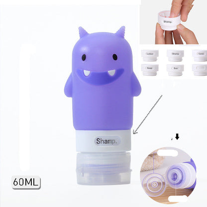 Portable Cute Cartoon Bear Penguin Animal Silicone Travel Case Organizer Shampoo Shower Gel Lotion Storage Refillable Bottle