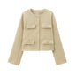 Multi-color Round Neck Casual Short Little Fragrance Style Blazer