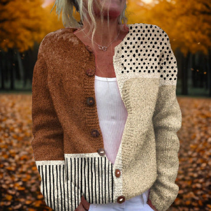 Women's Retro 3D Digital Print Cardigan Sweater Coat