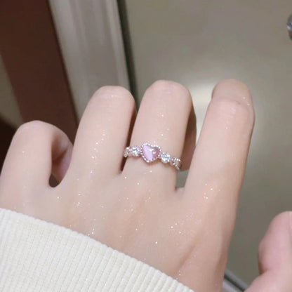 Niche Design Heart-shaped Adjustable Open Ring