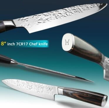 Kitchen Knife Professional Japanese Chef Knives 8 inch 7CR17 Chef knife with stylish handle and unique blade design