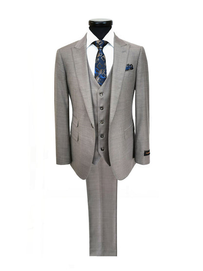 Taupe Slim Fit 3-Piece Twill Suit
