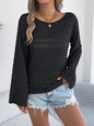 Women Off-Shoulder Hollow Out Long Sleeve Knit Cardigan Sweater
