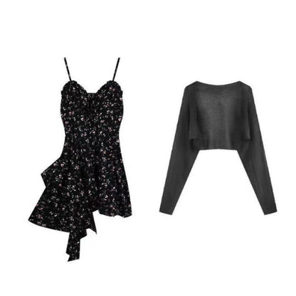 Women's Black Floral Casual Set