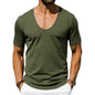 Mens Loose-fitting Casual T-shirt With A Large Collar And Short Sleeves