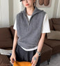 Retro Half Zipper Sleeveless Knit Vest