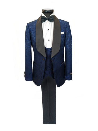 Navy Floral Style 3-Piece Tuxedo