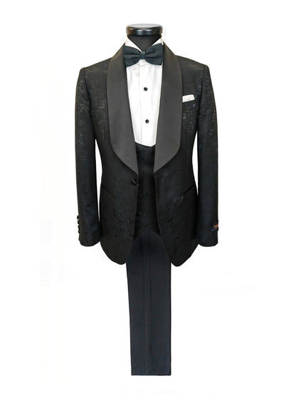Black Floral Style 3-Piece Tuxedo