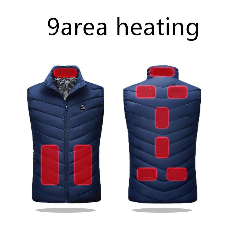 USB interface smart heating vest for men and women showcasing 9 heating zones for effective warmth.