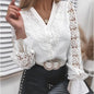 Wish Bestseller Arrival Solid Color Lace V-Neck Cardigan Women's Shirt