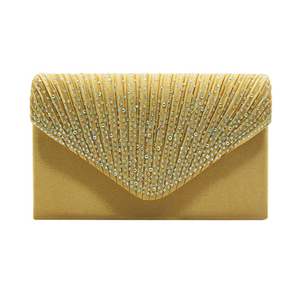 Satin Hot Drilling With Cover Dinner Bag European And American Clutch Chain Cross-shoulder Bag