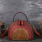 Vintage leather handbag multi-functional suede cowhide