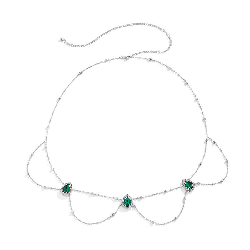 All-match Water Drop Gemstone Body Chain Women's Simple U-shaped Beads