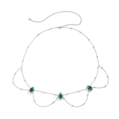 All-match Water Drop Gemstone Body Chain Women's Simple U-shaped Beads