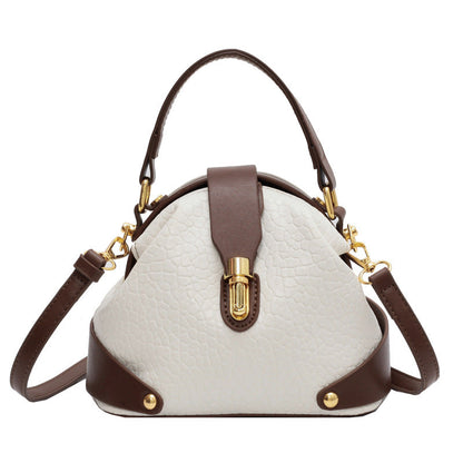 Women's Autumn And Winter Korean Retro Handbag Shoulder Lychee Pattern Small Round Bag