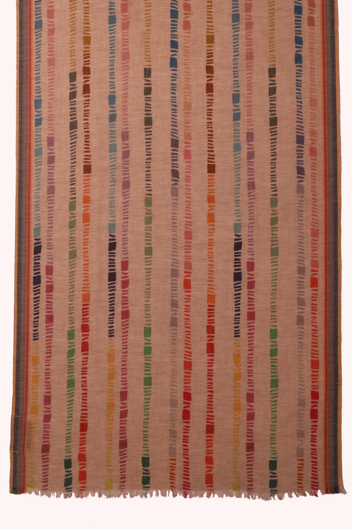 Rainbow Stripe Wool Blend Scarf - Beige | SVEŽElife-1