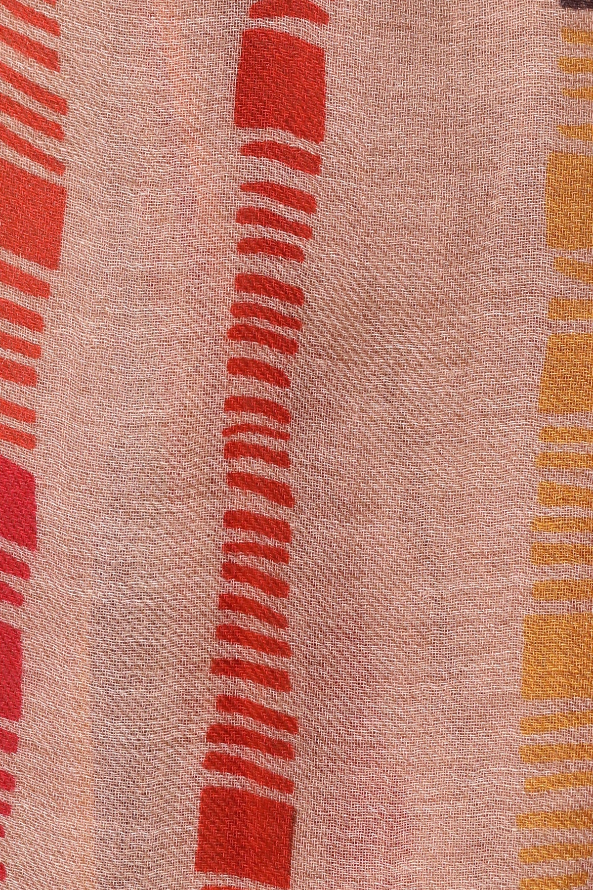 Rainbow Stripe Wool Blend Scarf - Beige | SVEŽElife-3