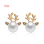 Stud Earrings Christmas Pearl Antlers Earrings