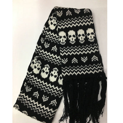 Thickened Thermal Knitted Scarf With Skull Design