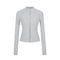 Stand-up Collar Slim-fit Waist-cinching Cardigan Top