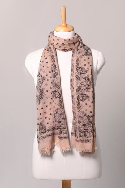 Starlight Paisley Print Wool Scarf - Off-white | SVEŽElife-0